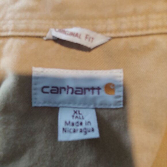 Carhartt Button Up Shirt Mens XL Rugged Flex Original Fit Tan Khaki Pocket - Picture 9 of 12